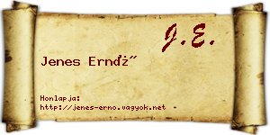 Jenes Ernő névjegykártya